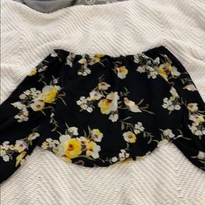 Off the shoulder floral black blouse
